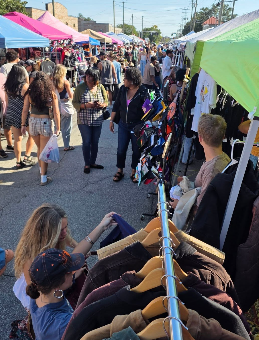 Outdoor market crowd