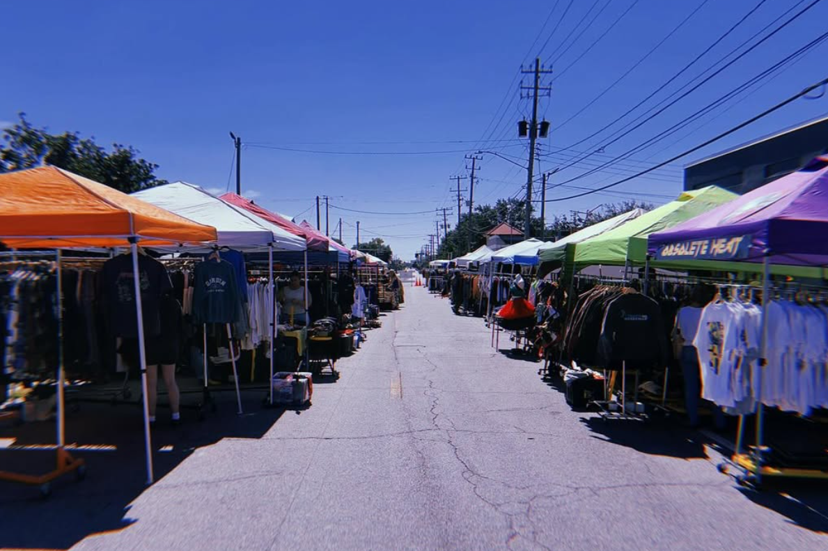 Rows of outdoor booths